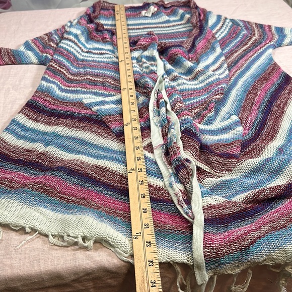 Billabong Loosen Up Cardigan Fringe Sweater Skylight Size M purple ~ Grannycore - Picture 9 of 10